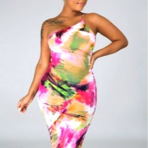Beautiful multi color one strap dress